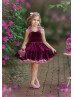 Burgundy Velvet Flower Girl Dress Girl Twirl Dress